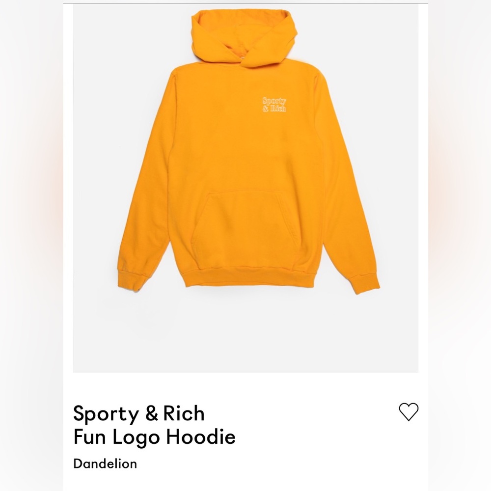 Sporty & Rich Men’s LARGE Fun Logo Hoodie color Dandelion Bright Deep Yellow
